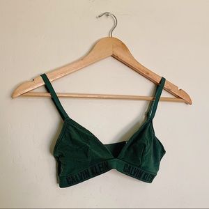 Calvin Klein Triangle Bra Dark Green NWOT